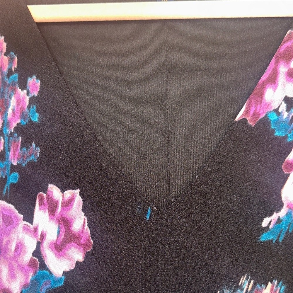 RACHEL Rachel Roy Black Midi Dress with Purple Floral Accents - Picture 4 of 9